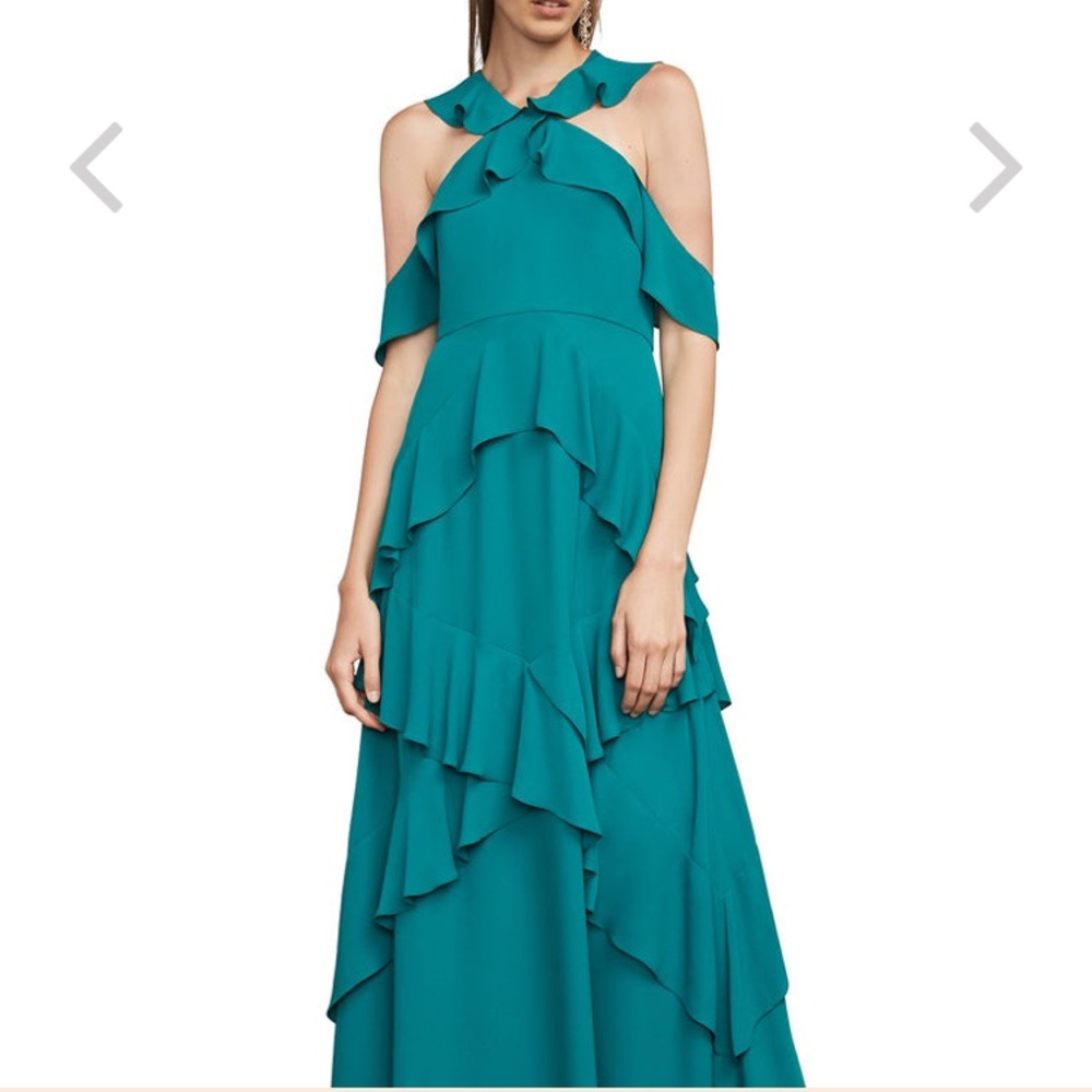 BCBG Halted Ruffle Formal Gown
